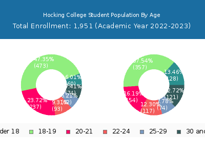 Hocking College 2023 Student Population Age Diversity Pie chart