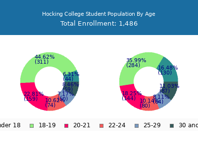 Hocking College 2025 Student Population Age Diversity Pie chart
