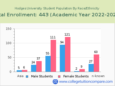 Hodges University 2023 Student Population by Gender and Race chart