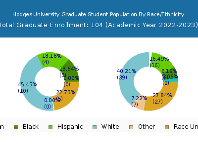 Hodges University 2023 Graduate Enrollment by Gender and Race chart