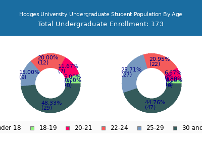 Hodges University 2024 Undergraduate Enrollment Age Diversity Pie chart