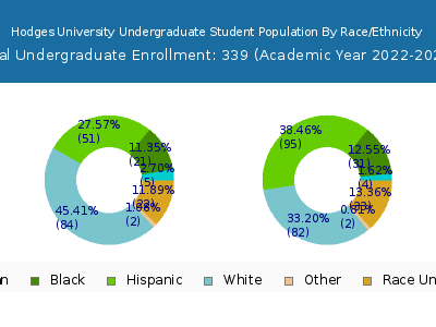 Hodges University 2023 Undergraduate Enrollment by Gender and Race chart