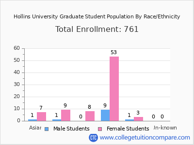 Hollins University 2025 Graduate Enrollment by Gender and Race chart