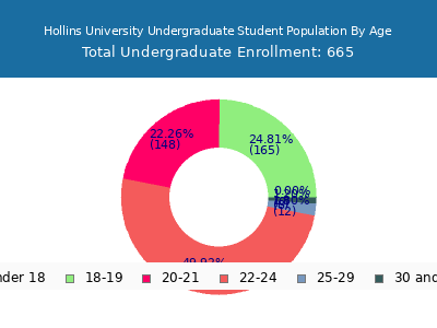 Hollins University 2025 Undergraduate Enrollment Age Diversity Pie chart