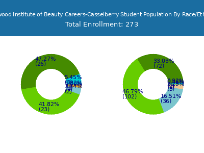 Hollywood Institute of Beauty Careers-Casselberry 2025 Student Population by Gender and Race chart
