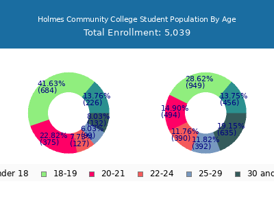 Holmes Community College 2024 Student Population Age Diversity Pie chart