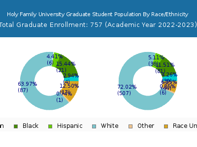 Holy Family University 2023 Graduate Enrollment by Gender and Race chart