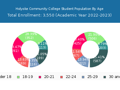Holyoke Community College 2023 Student Population Age Diversity Pie chart