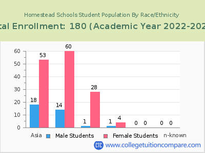 Homestead Schools 2023 Student Population by Gender and Race chart