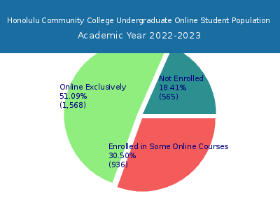 Honolulu Community College 2023 Online Student Population chart