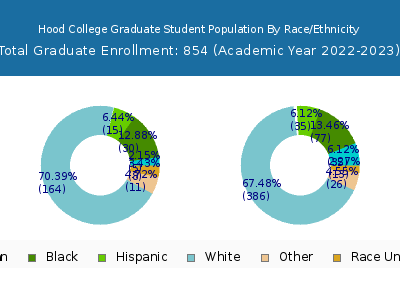 Hood College 2023 Graduate Enrollment by Gender and Race chart