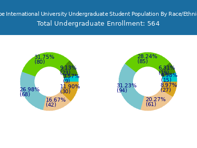 Hope International University 2025 Undergraduate Enrollment by Gender and Race chart