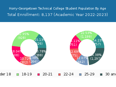 Horry-Georgetown Technical College 2023 Student Population Age Diversity Pie chart