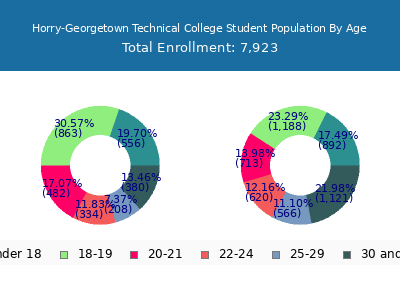 Horry-Georgetown Technical College 2025 Student Population Age Diversity Pie chart