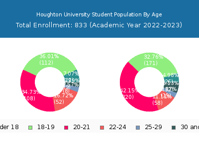 Houghton University 2023 Student Population Age Diversity Pie chart