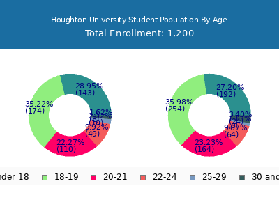 Houghton University 2025 Student Population Age Diversity Pie chart