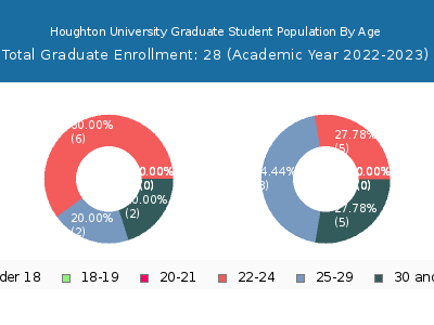 Houghton University 2023 Graduate Enrollment Age Diversity Pie chart
