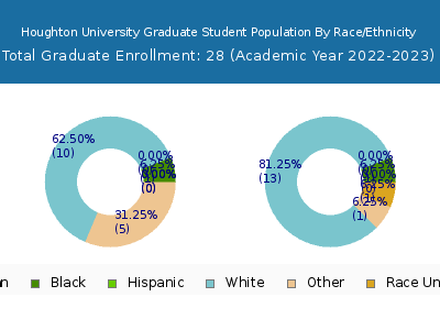 Houghton University 2023 Graduate Enrollment by Gender and Race chart