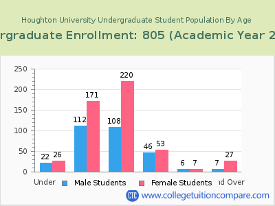Houghton University 2023 Undergraduate Enrollment by Age chart