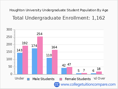 Houghton University 2025 Undergraduate Enrollment by Age chart