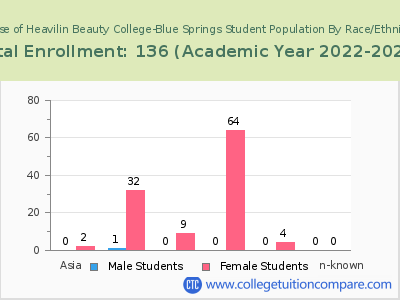 House of Heavilin Beauty College-Blue Springs 2023 Student Population by Gender and Race chart