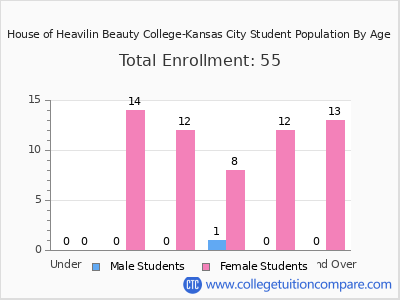 House of Heavilin Beauty College-Kansas City 2024 Student Population by Age chart