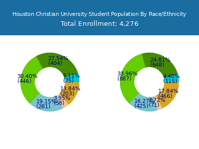 Houston Christian University 2025 Student Population by Gender and Race chart
