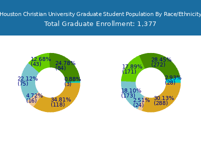 Houston Christian University 2025 Graduate Enrollment by Gender and Race chart