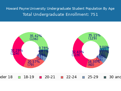Howard Payne University 2025 Undergraduate Enrollment Age Diversity Pie chart