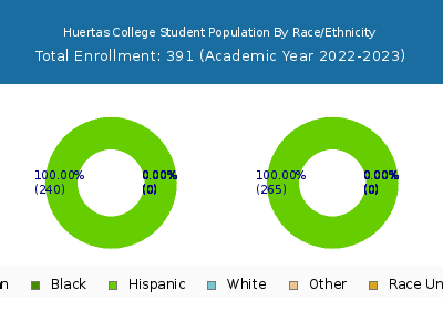 Huertas College 2023 Student Population by Gender and Race chart