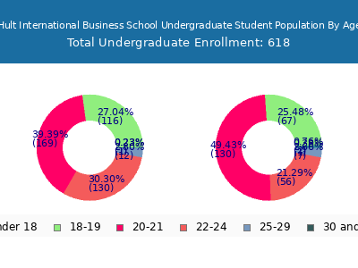 Hult International Business School 2024 Undergraduate Enrollment Age Diversity Pie chart