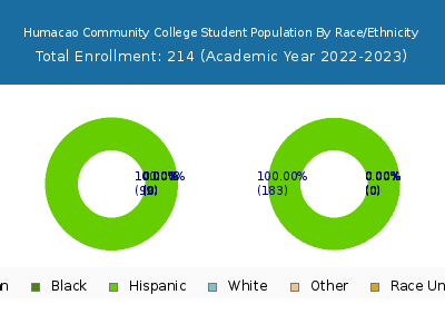 Humacao Community College 2023 Student Population by Gender and Race chart