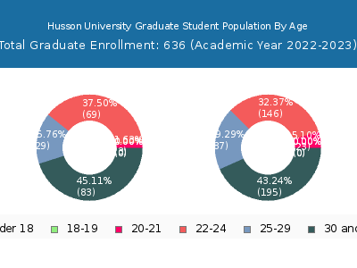 Husson University 2023 Graduate Enrollment Age Diversity Pie chart