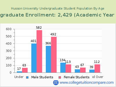 Husson University 2023 Undergraduate Enrollment by Age chart
