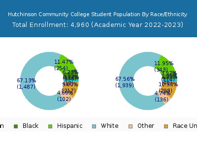Hutchinson Community College 2023 Student Population by Gender and Race chart