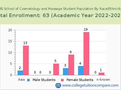 IBS School of Cosmetology and Massage 2023 Student Population by Gender and Race chart