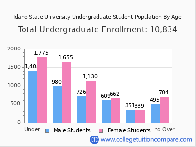 Idaho State University 2025 Undergraduate Enrollment by Age chart