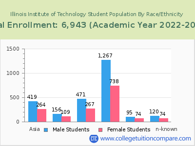 Illinois Institute of Technology 2023 Student Population by Gender and Race chart