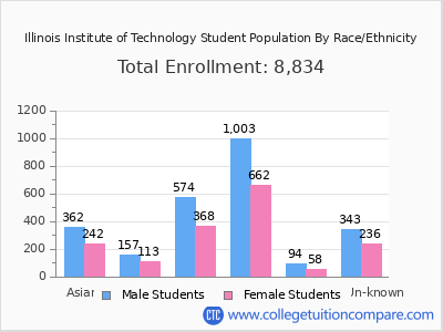 Illinois Institute of Technology 2025 Student Population by Gender and Race chart
