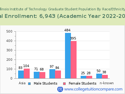 Illinois Institute of Technology 2023 Graduate Enrollment by Gender and Race chart