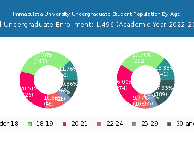 Immaculata University 2023 Undergraduate Enrollment Age Diversity Pie chart