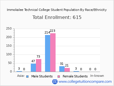 Immokalee Technical College 2025 Student Population by Gender and Race chart