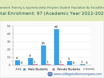 Independent Training & Apprenticeship Program 2023 Student Population by Gender and Race chart