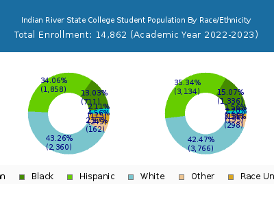 Indian River State College 2023 Student Population by Gender and Race chart