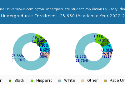 Indiana University-Bloomington 2023 Undergraduate Enrollment by Gender and Race chart