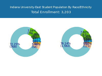 Indiana University-East 2025 Student Population by Gender and Race chart