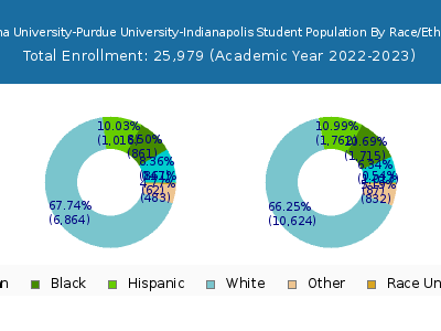 Indiana University-Purdue University-Indianapolis 2023 Student Population by Gender and Race chart