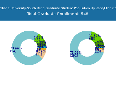 Indiana University-South Bend 2025 Graduate Enrollment by Gender and Race chart