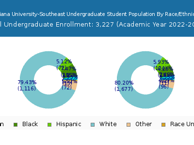 Indiana University-Southeast 2023 Undergraduate Enrollment by Gender and Race chart