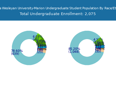 Indiana Wesleyan University-Marion 2025 Undergraduate Enrollment by Gender and Race chart